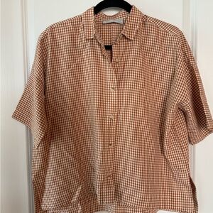Everlane Rust Orange Checkered Women’s Shirt